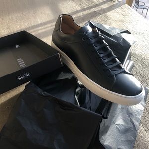 SIZE 13 black BOSS low-top tennis shoes sneakers